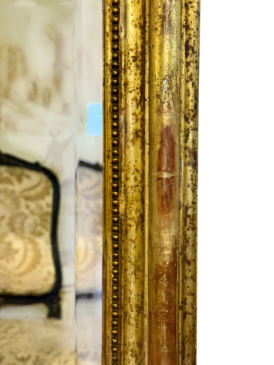 French Giltwood Trumeau Mirror With Beveled Glass, Signed Crassous Fils 1919-photo-5