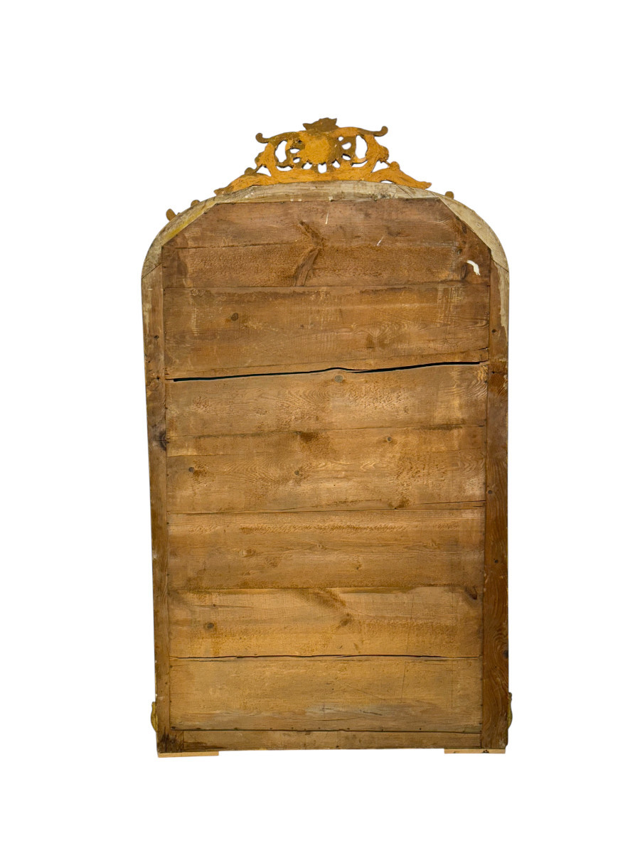 Miroir français en bois doré richement orné du XIXe siècle -photo-4