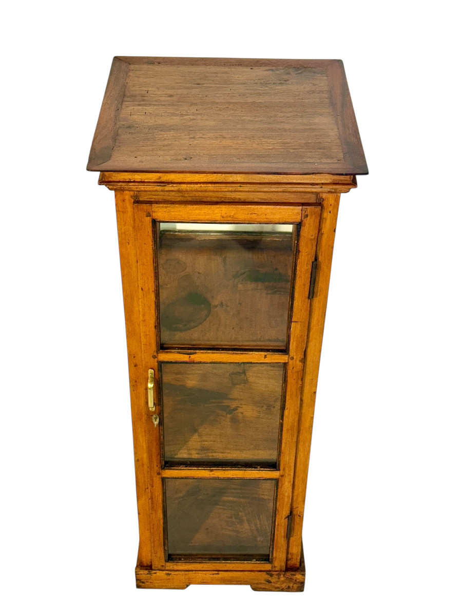 19th Century Walnut Glass Display Marine Cabinet-photo-3
