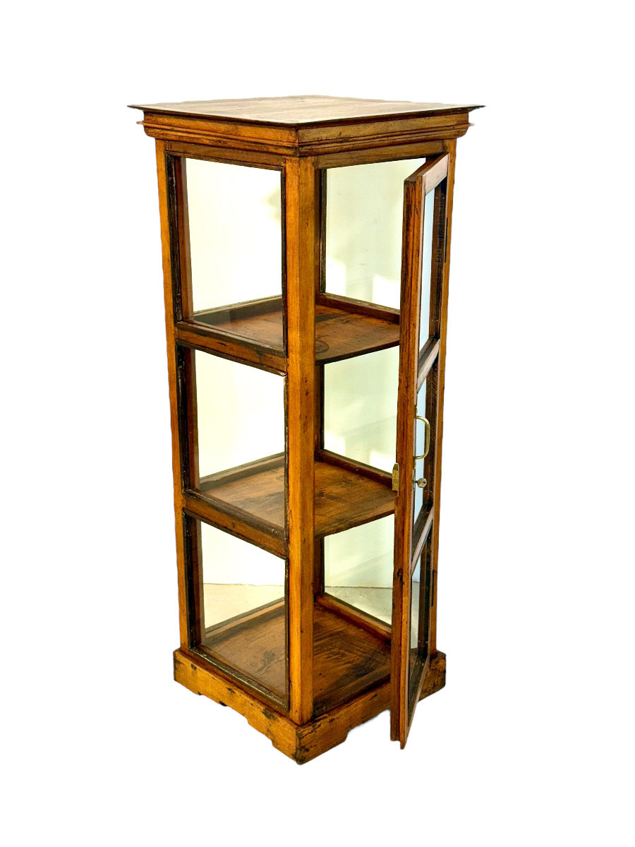19th Century Walnut Glass Display Marine Cabinet-photo-6