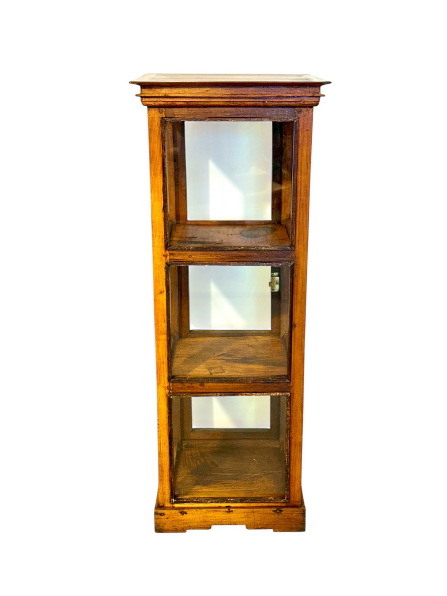 19th Century Walnut Glass Display Marine Cabinet-photo-8