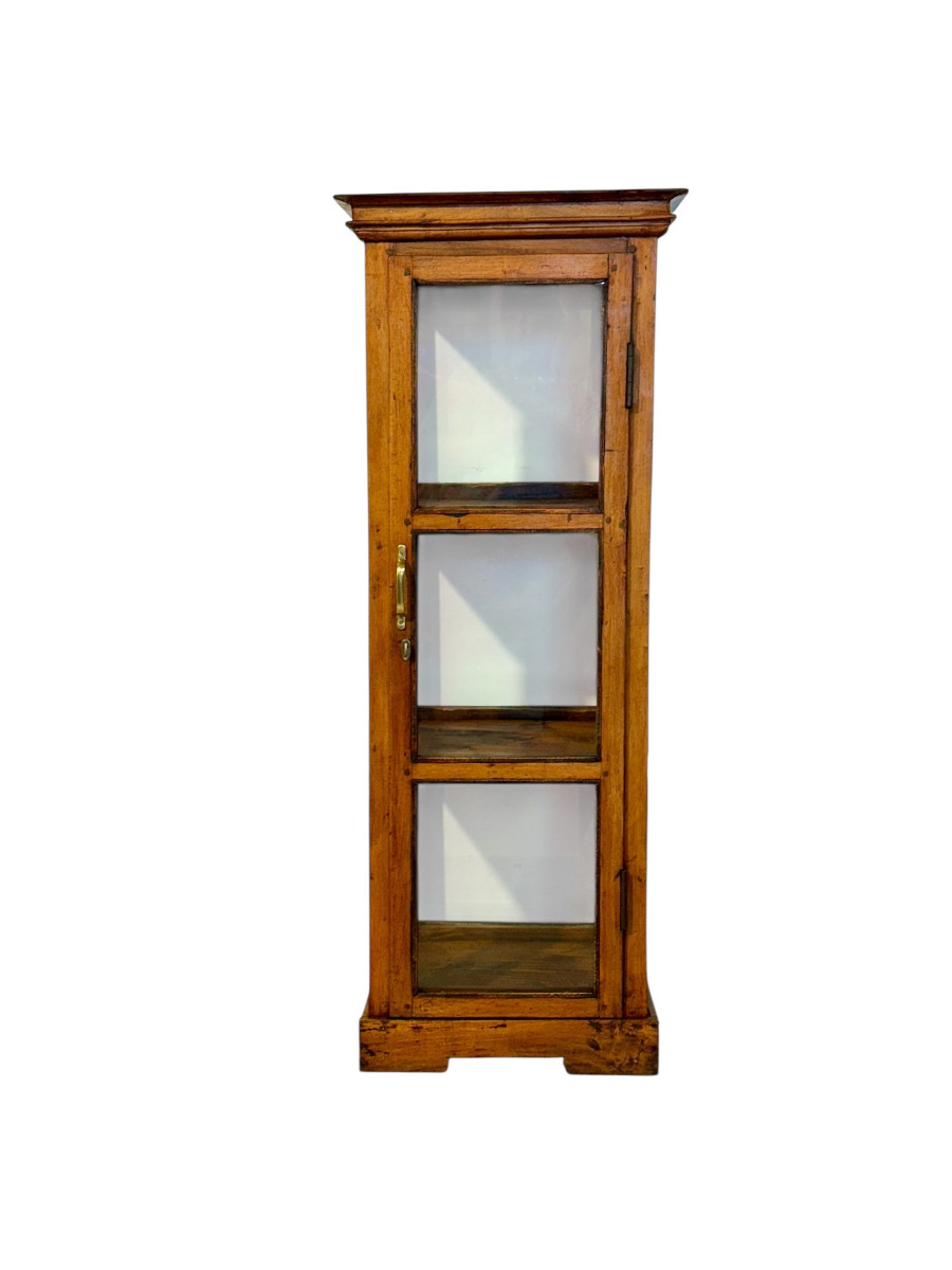 19th Century Walnut Glass Display Marine Cabinet
