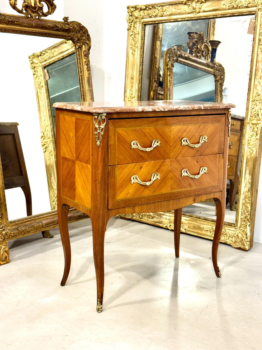 French Louis XV Transition Marble-top Commode Sauteuse, Late 18th Century-photo-6