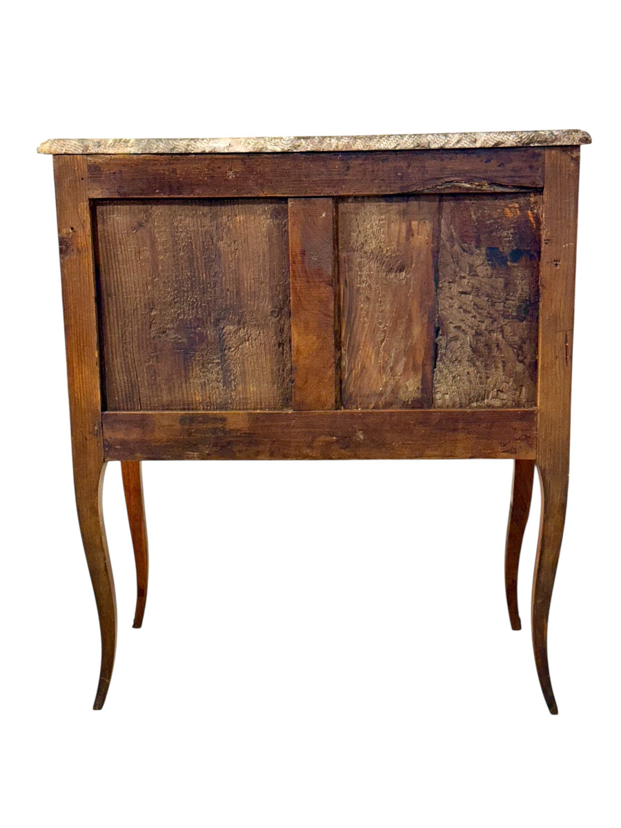 French Louis XV Transition Marble-top Commode Sauteuse, Late 18th Century-photo-8