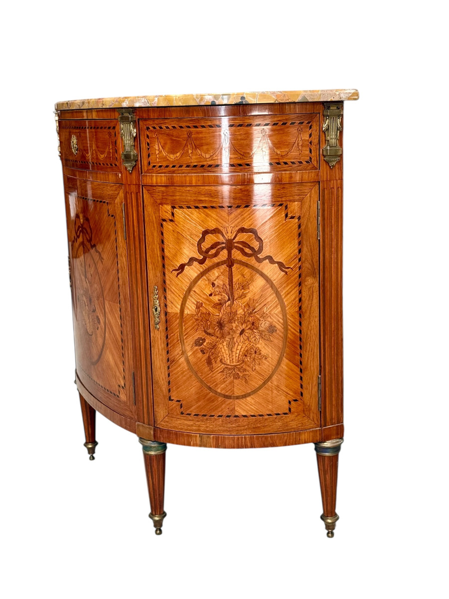 19th Century Louis XVI Style Demilune Commode With Marble Top-photo-3