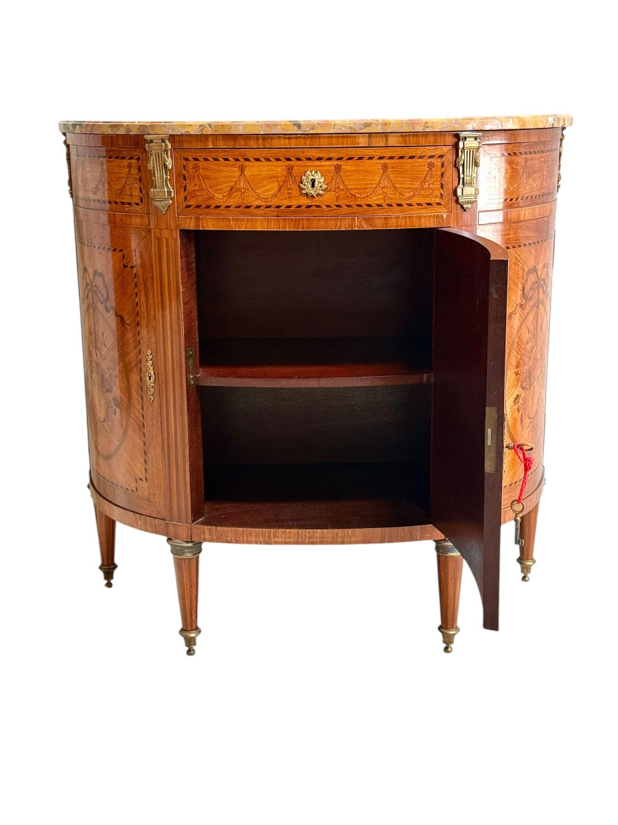 19th Century Louis XVI Style Demilune Commode With Marble Top-photo-2