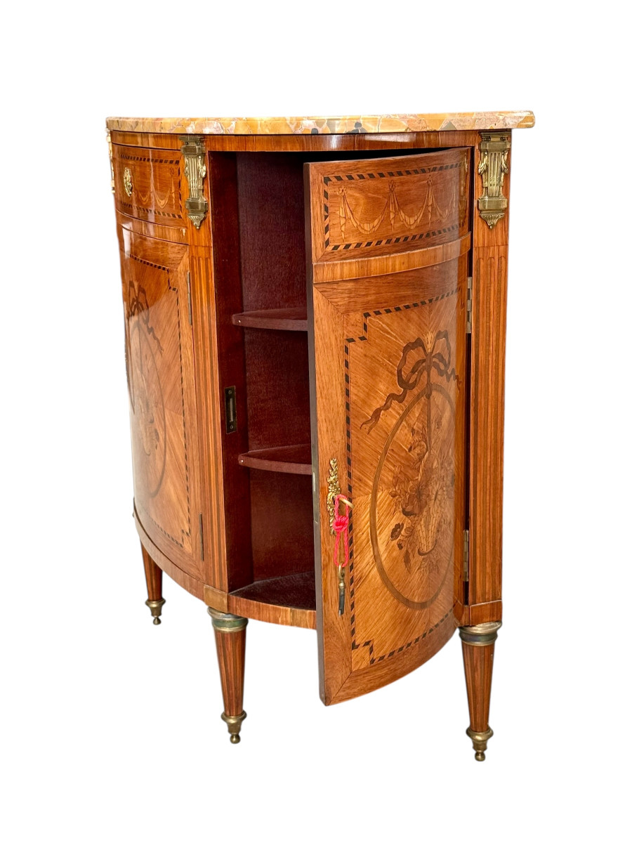 19th Century Louis XVI Style Demilune Commode With Marble Top-photo-4