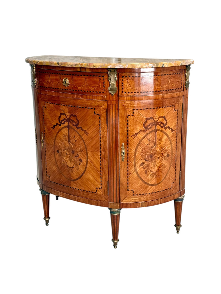 19th Century Louis XVI Style Demilune Commode With Marble Top-photo-6