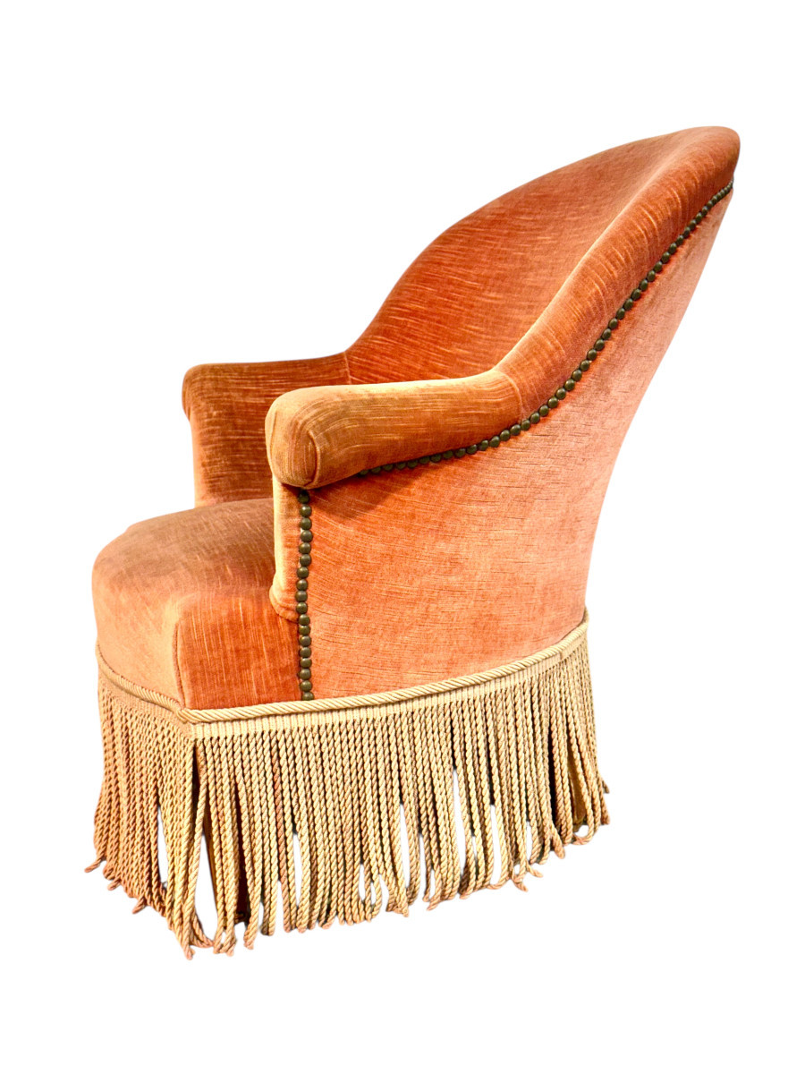 19th Century Child’s Velvet Armchair With Decorative Fringe-photo-6