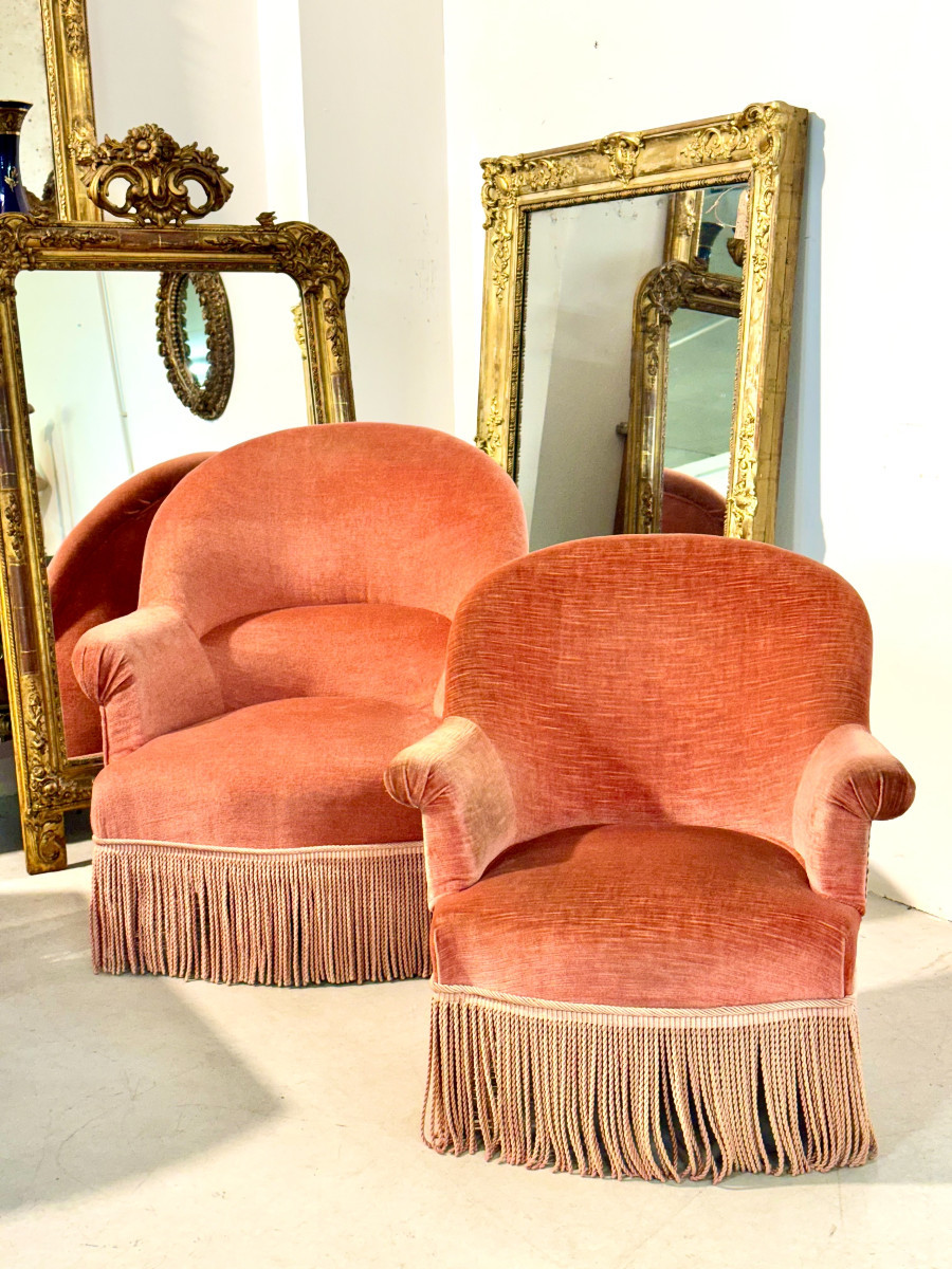 19th Century Child’s Velvet Armchair With Decorative Fringe-photo-8