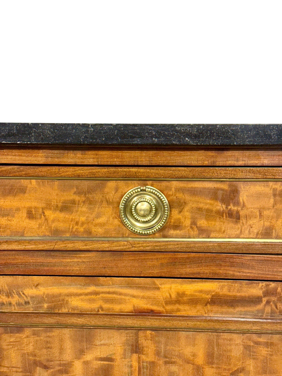 19th Century French Buffet In Burr Elm With Black Marble Top-photo-3