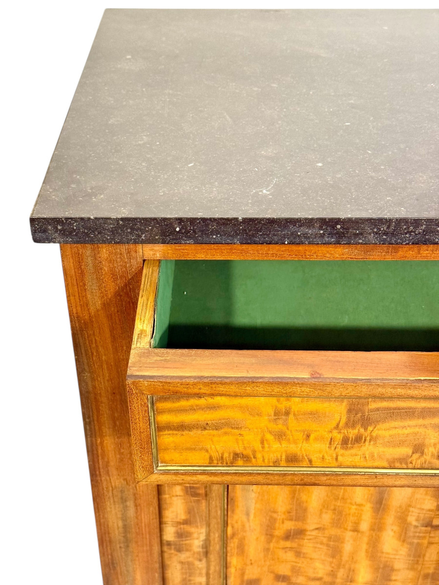 19th Century French Buffet In Burr Elm With Black Marble Top-photo-1