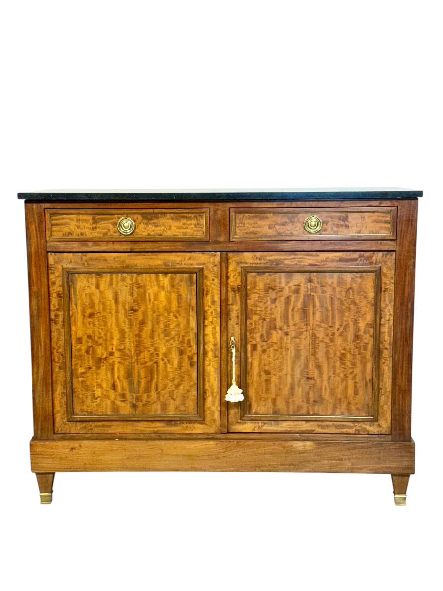 19th Century French Buffet In Burr Elm With Black Marble Top-photo-2