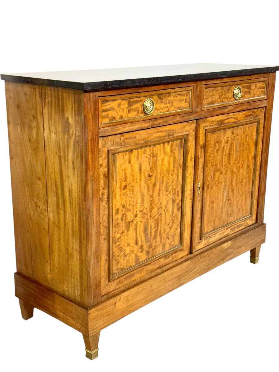19th Century French Buffet In Burr Elm With Black Marble Top-photo-4