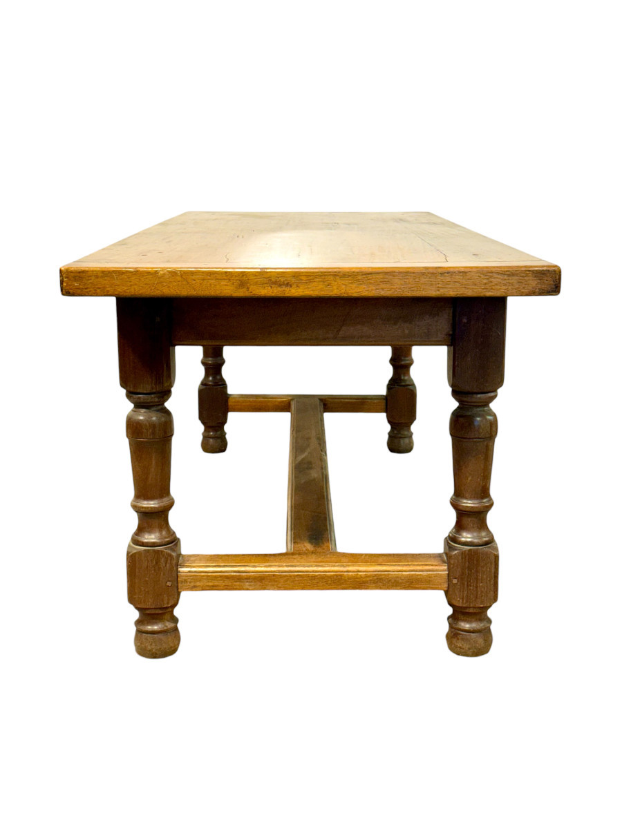 Grande table de ferme française en chêne du XIXe siècle avec tiroir-photo-2