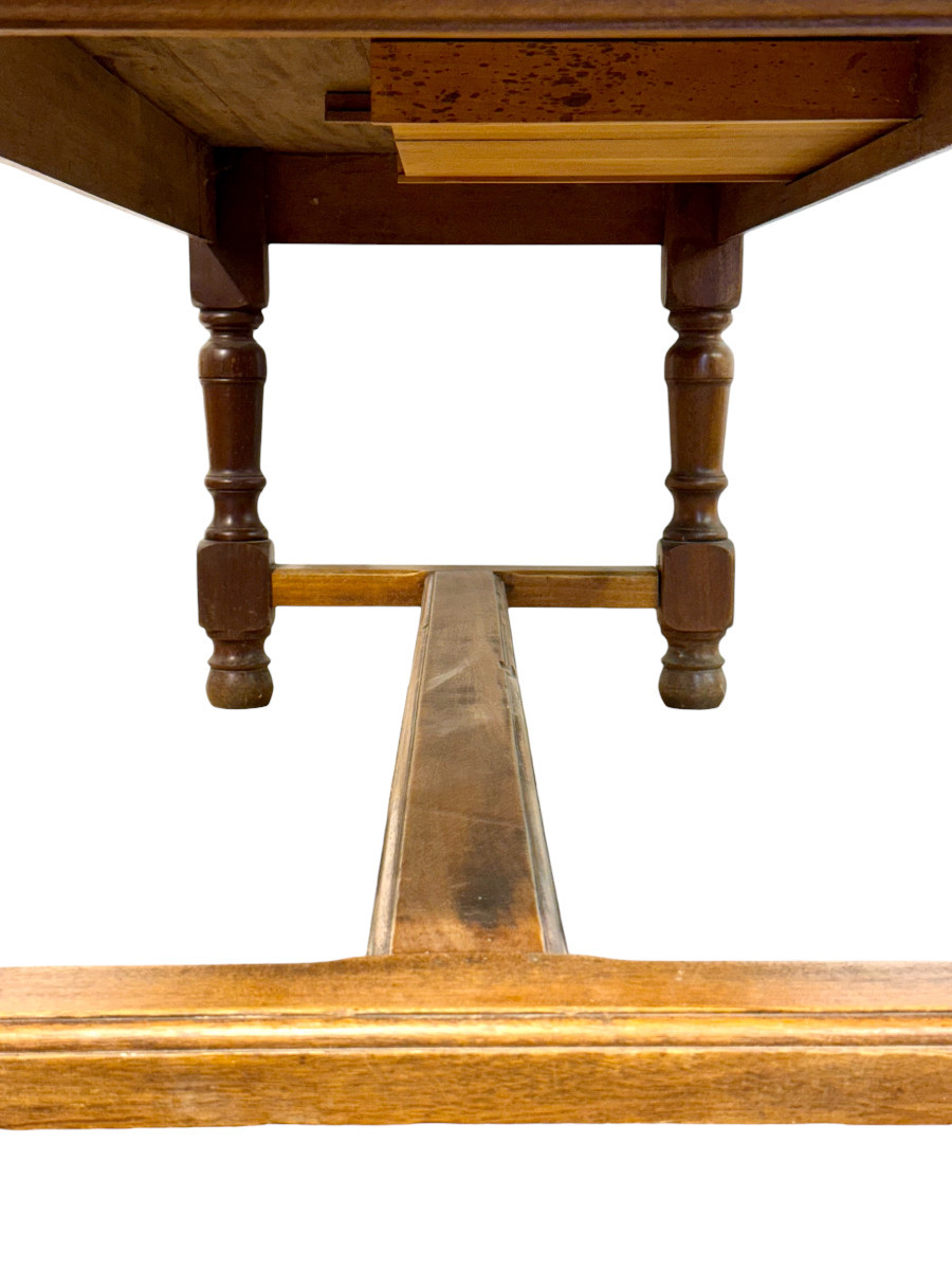 Grande table de ferme française en chêne du XIXe siècle avec tiroir-photo-3