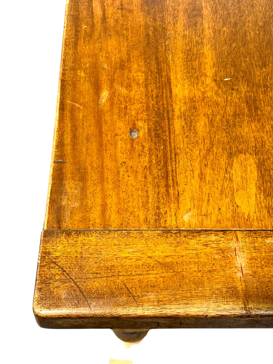 Grande table de ferme française en chêne du XIXe siècle avec tiroir-photo-1