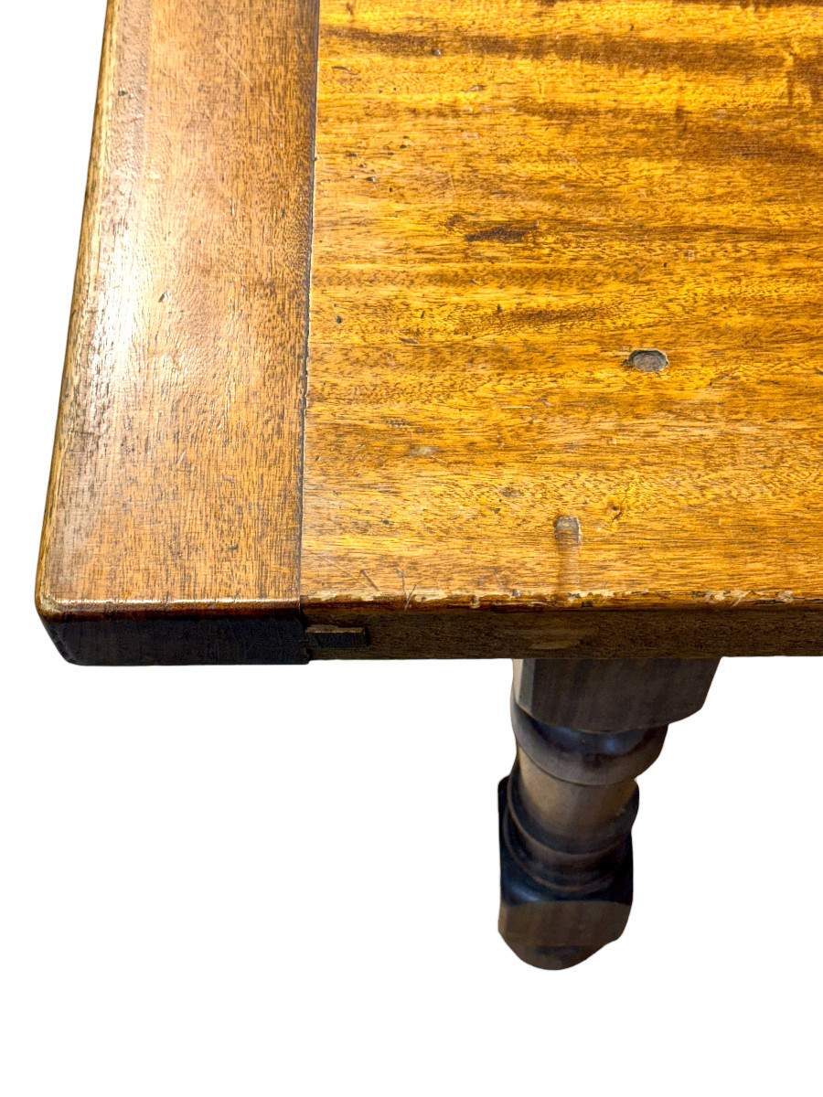 Grande table de ferme française en chêne du XIXe siècle avec tiroir-photo-5