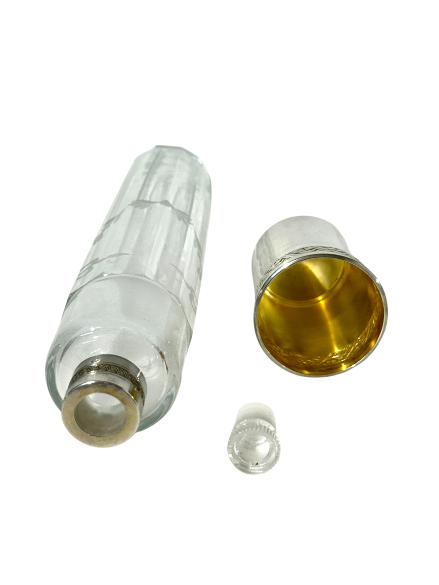 Rare Flacon de parfum en cristal avec monture en argent massif, France, vers 1890-photo-3