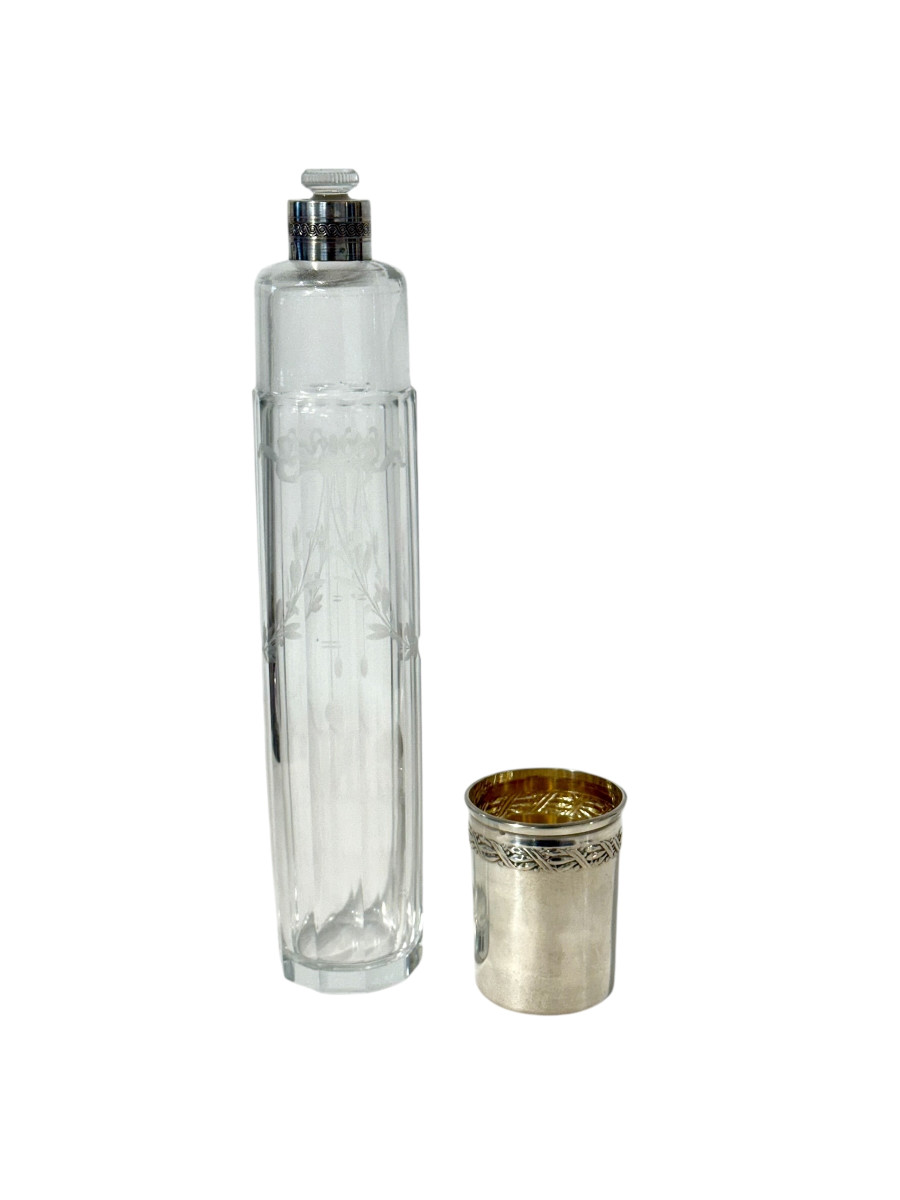 Rare Flacon de parfum en cristal avec monture en argent massif, France, vers 1890-photo-5