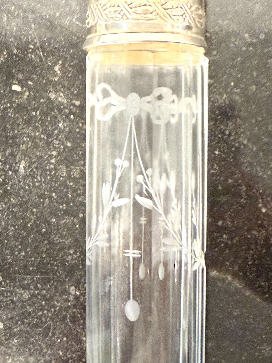 Rare Flacon de parfum en cristal avec monture en argent massif, France, vers 1890-photo-8