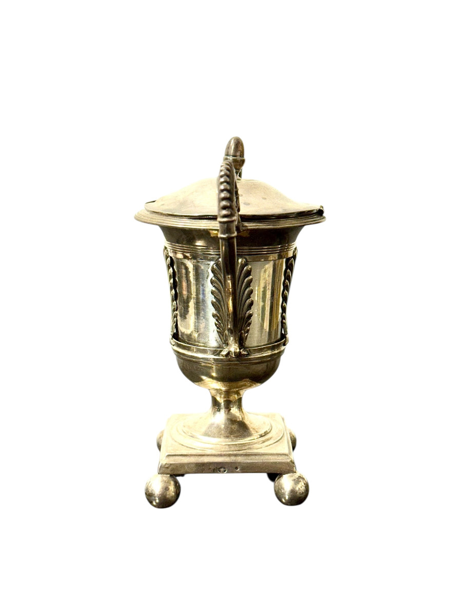 Solid Silver Neoclassical Mustard Pot, Vieillard Hallmark, Mid-19th Century-photo-2