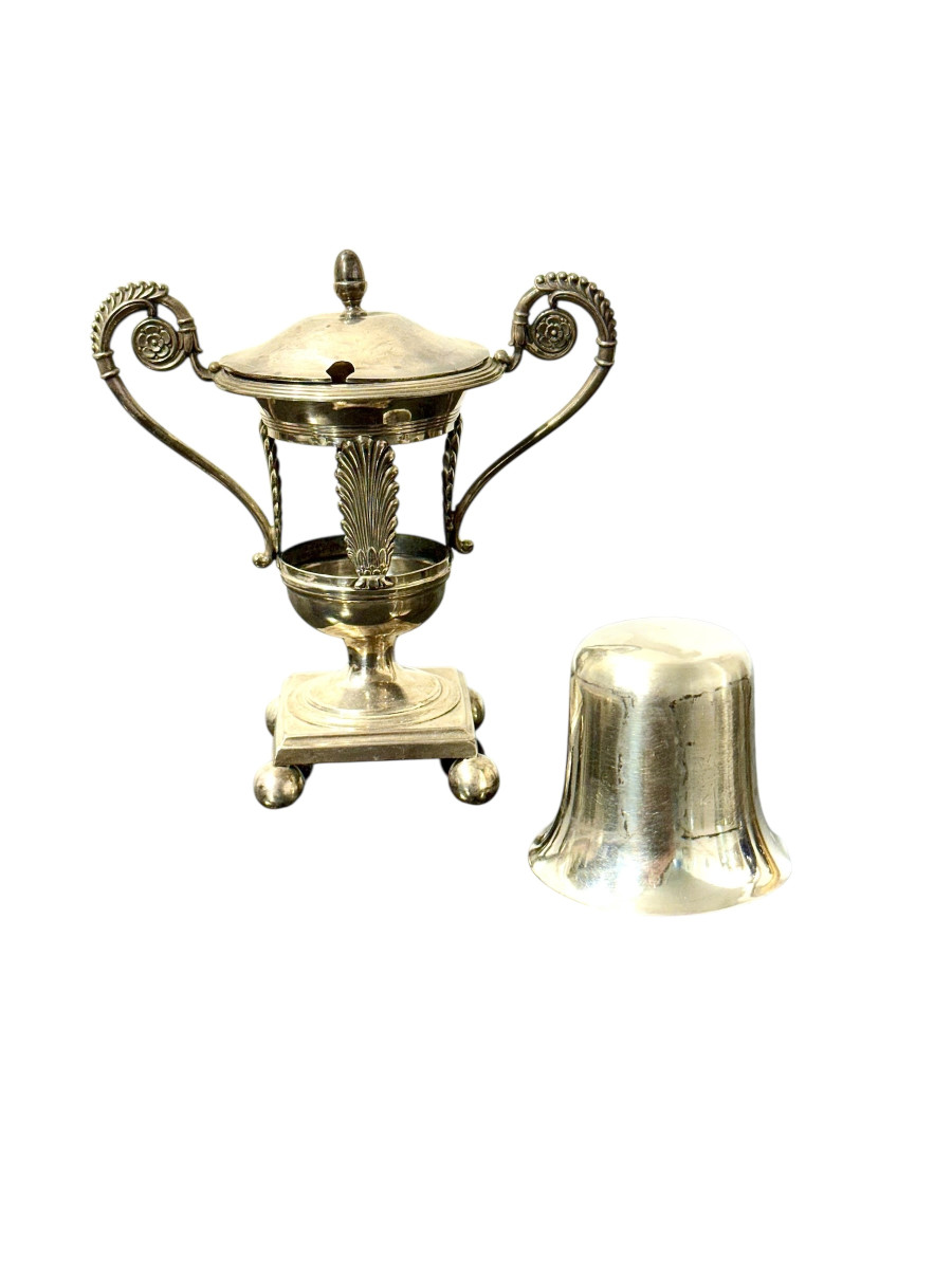 Solid Silver Neoclassical Mustard Pot, Vieillard Hallmark, Mid-19th Century-photo-3