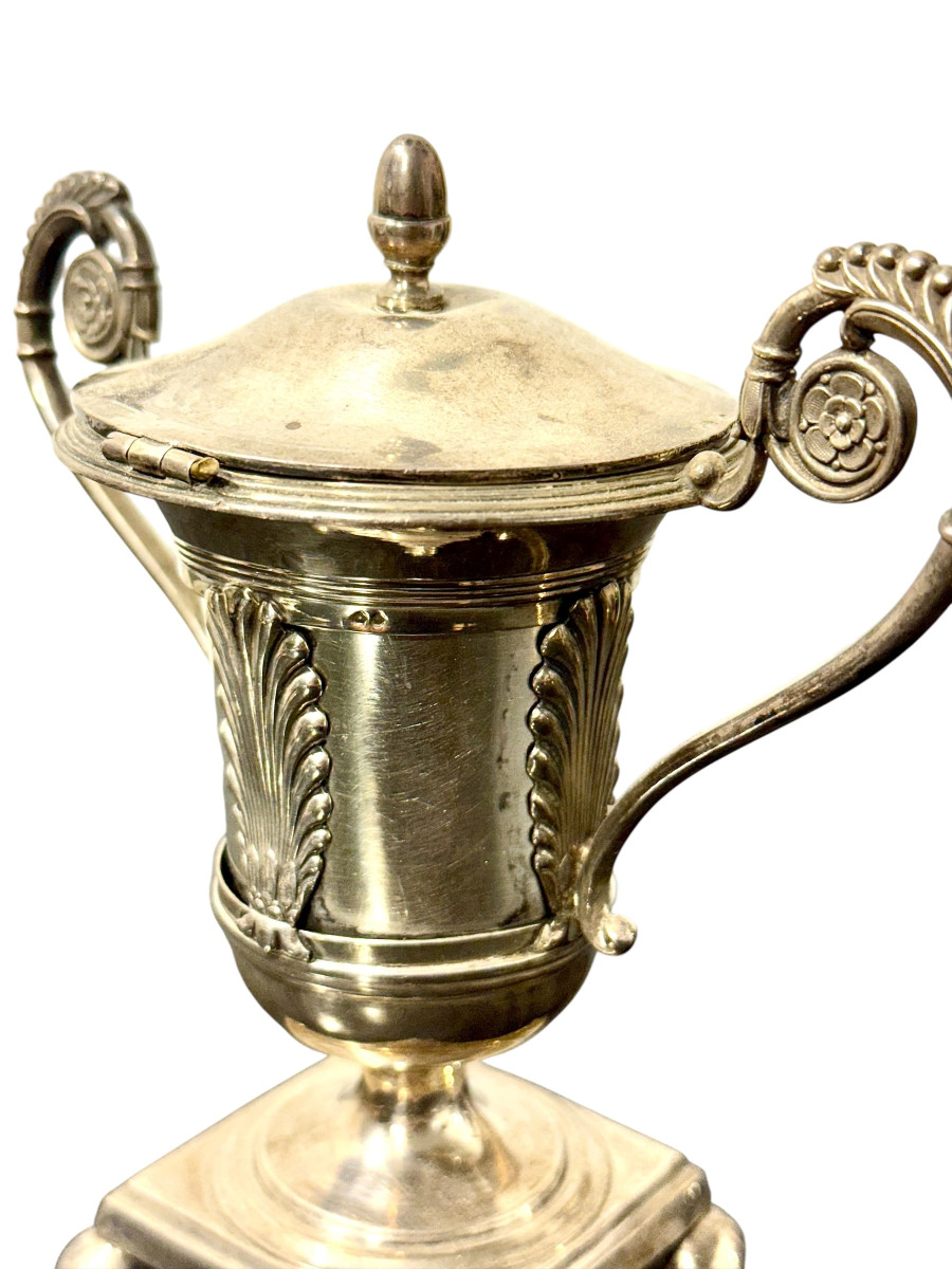 Solid Silver Neoclassical Mustard Pot, Vieillard Hallmark, Mid-19th Century-photo-4