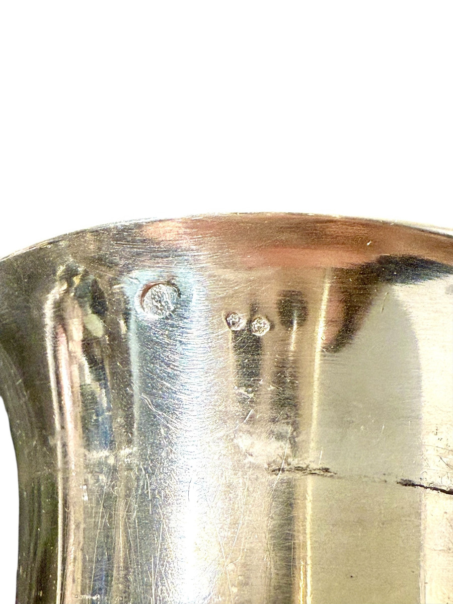 Solid Silver Neoclassical Mustard Pot, Vieillard Hallmark, Mid-19th Century-photo-2