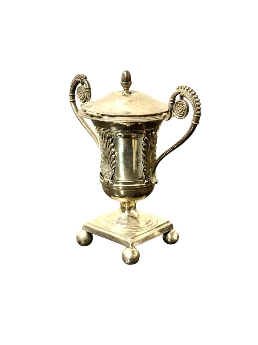 Solid Silver Neoclassical Mustard Pot, Vieillard Hallmark, Mid-19th Century-photo-4