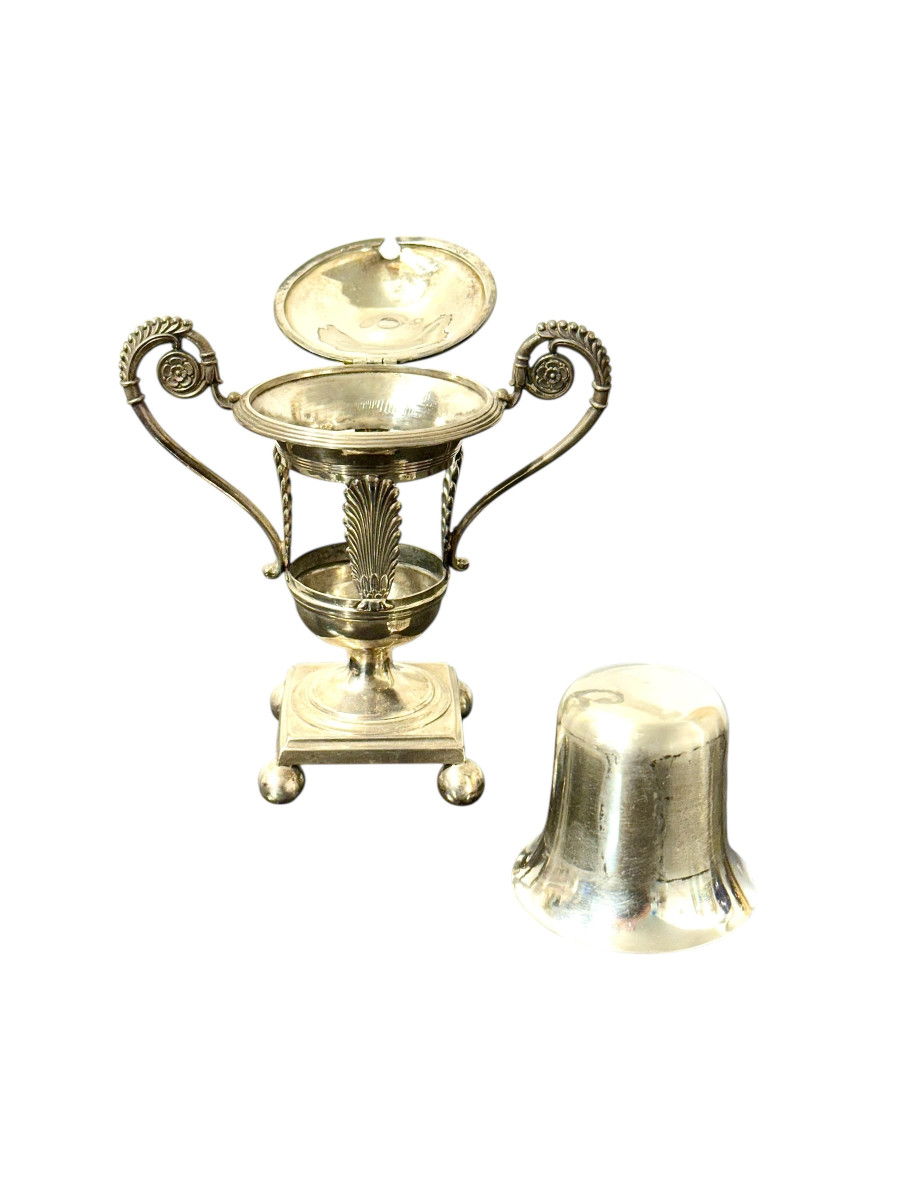 Solid Silver Neoclassical Mustard Pot, Vieillard Hallmark, Mid-19th Century-photo-6