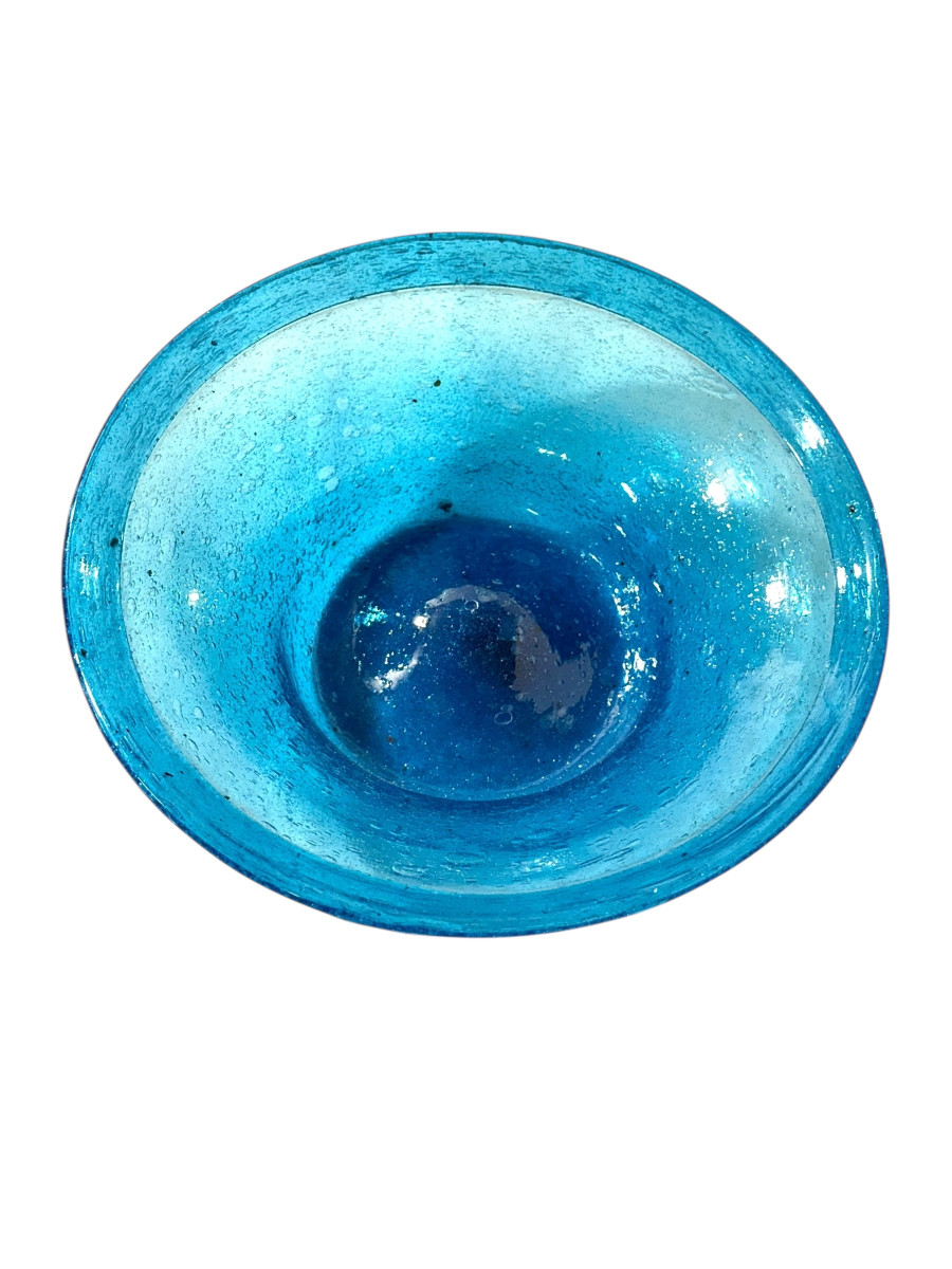 Ensemble de trois bols en verre biot bleu, XXe siècle-photo-2