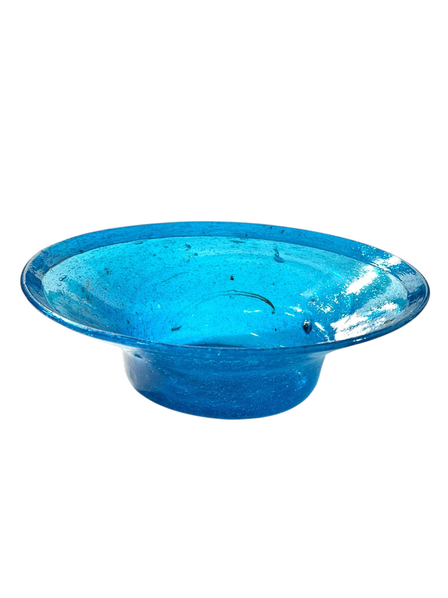 Ensemble de trois bols en verre biot bleu, XXe siècle-photo-3