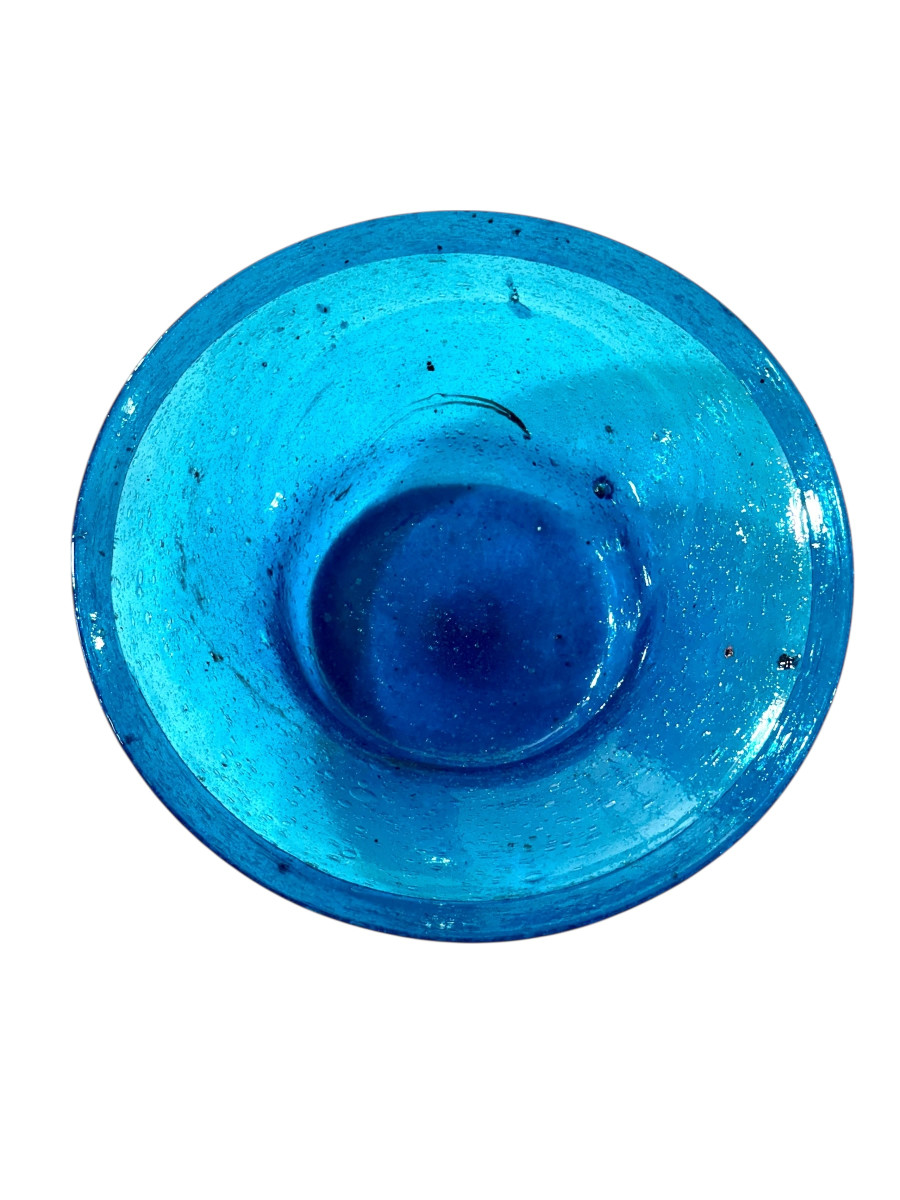 Ensemble de trois bols en verre biot bleu, XXe siècle-photo-4