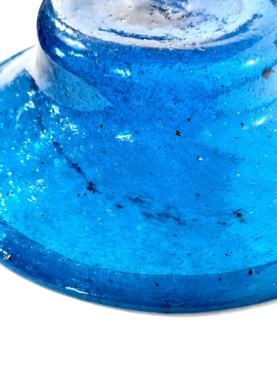 Ensemble de trois bols en verre biot bleu, XXe siècle-photo-6