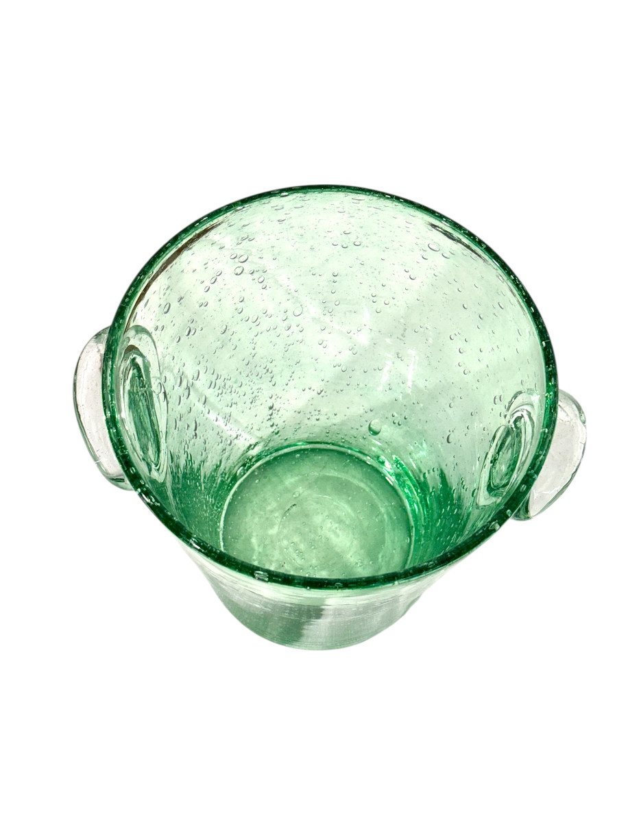Seau à champagne en verre à bulles Biot, XXe siècle-photo-3