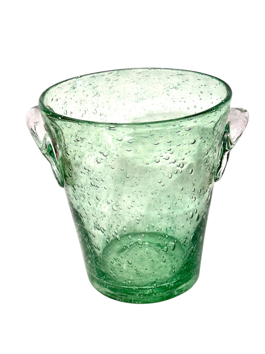 Seau à champagne en verre à bulles Biot, XXe siècle-photo-5