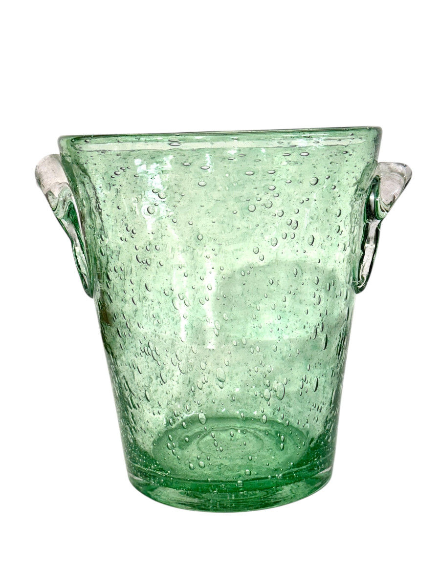 Seau à champagne en verre à bulles Biot, XXe siècle
