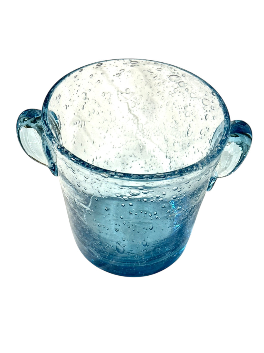 Biot Blue Bubble Glass Champagne Bucket-photo-3
