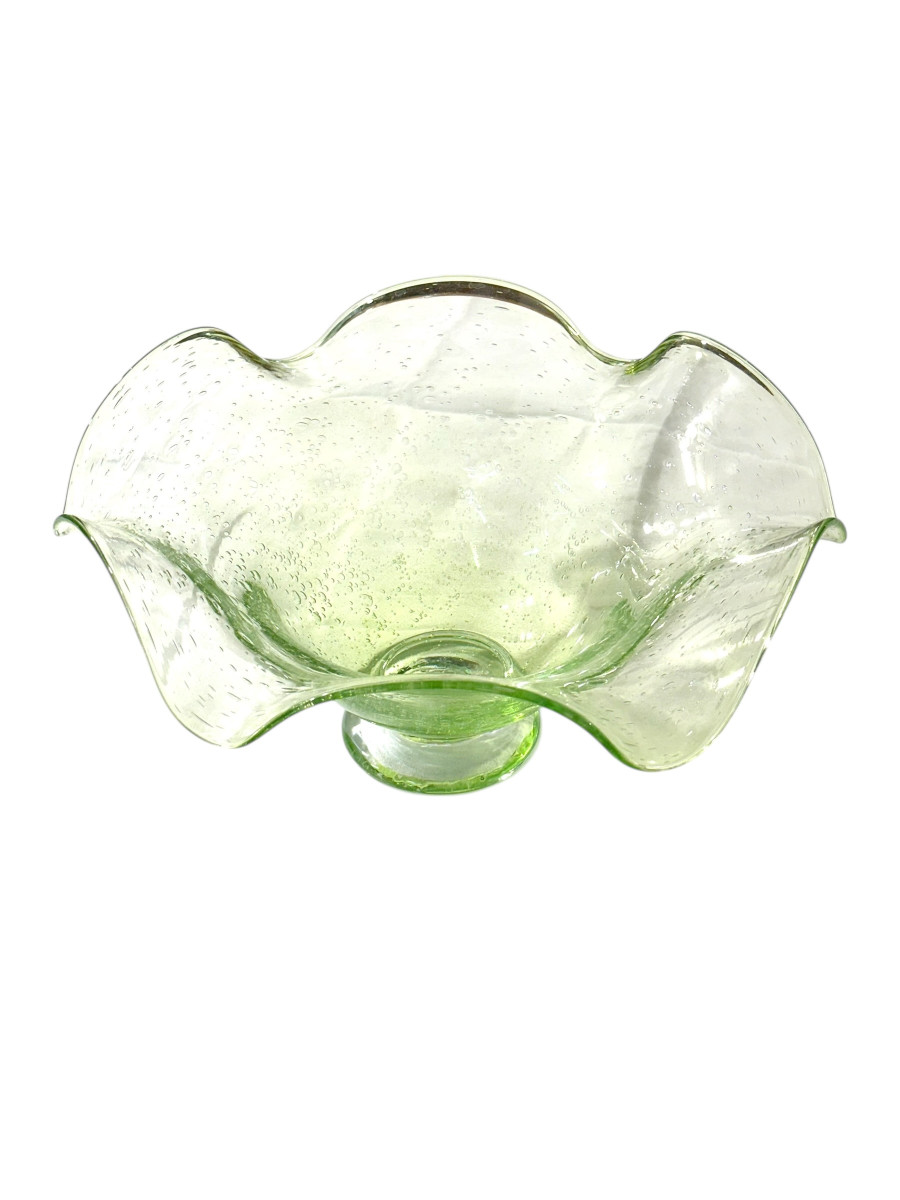 Biot Handblown Glass Centerpiece Bowl With Wavy Rim-photo-2