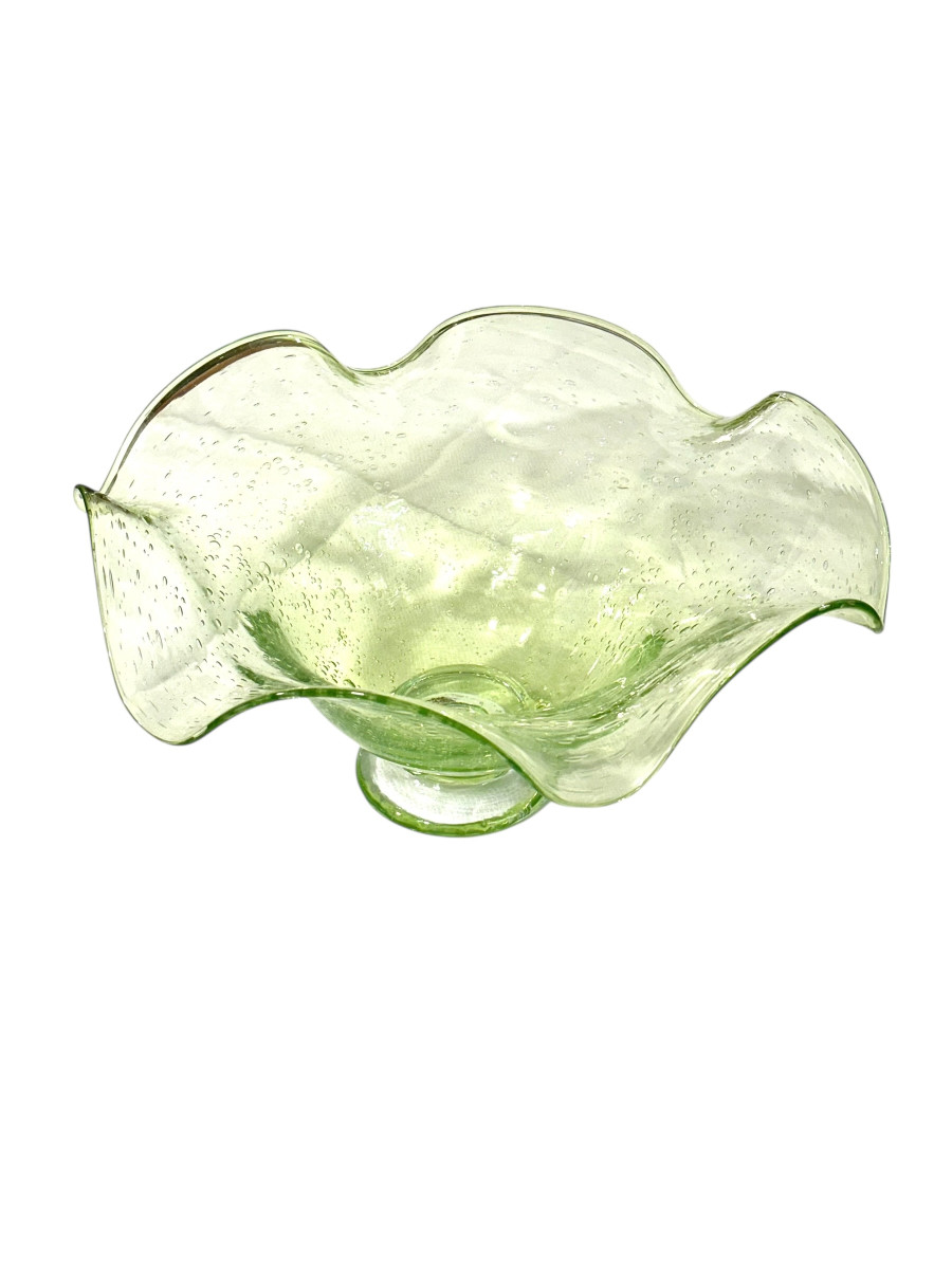 Biot Handblown Glass Centerpiece Bowl With Wavy Rim-photo-7