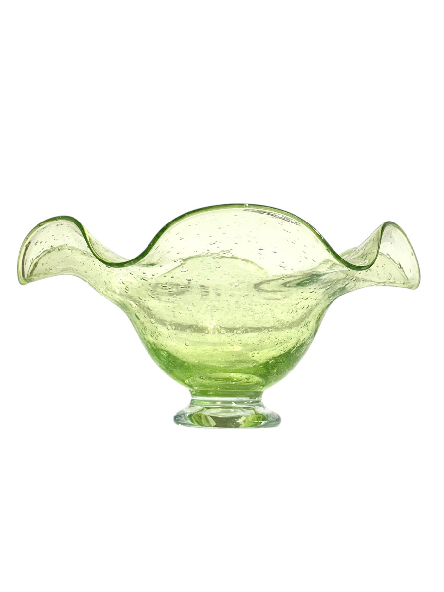 Biot Handblown Glass Centerpiece Bowl With Wavy Rim