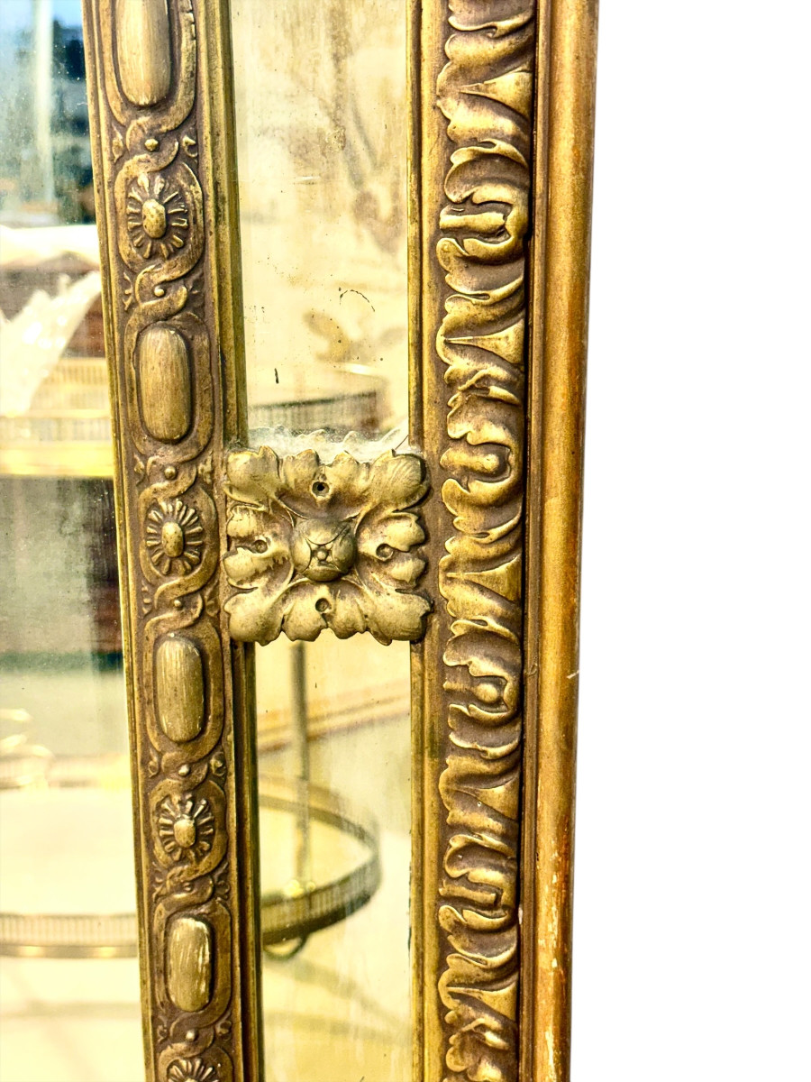 Large Napoléon III Giltwood Mirror With Laurel Crest, And Aged Glass-photo-4