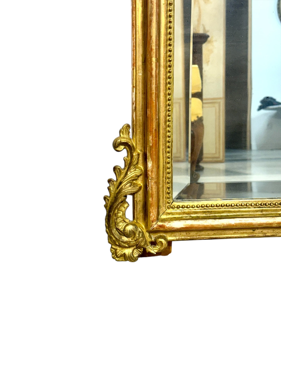 Large Antique Louis XV Gilt And Beveled Mirror, France 19th Century-photo-7