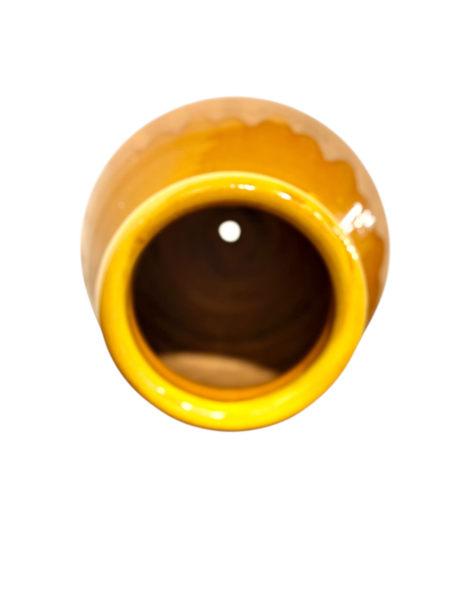 19th Century French Glazed Terracotta Pot With Honey Drip Glaze-photo-4