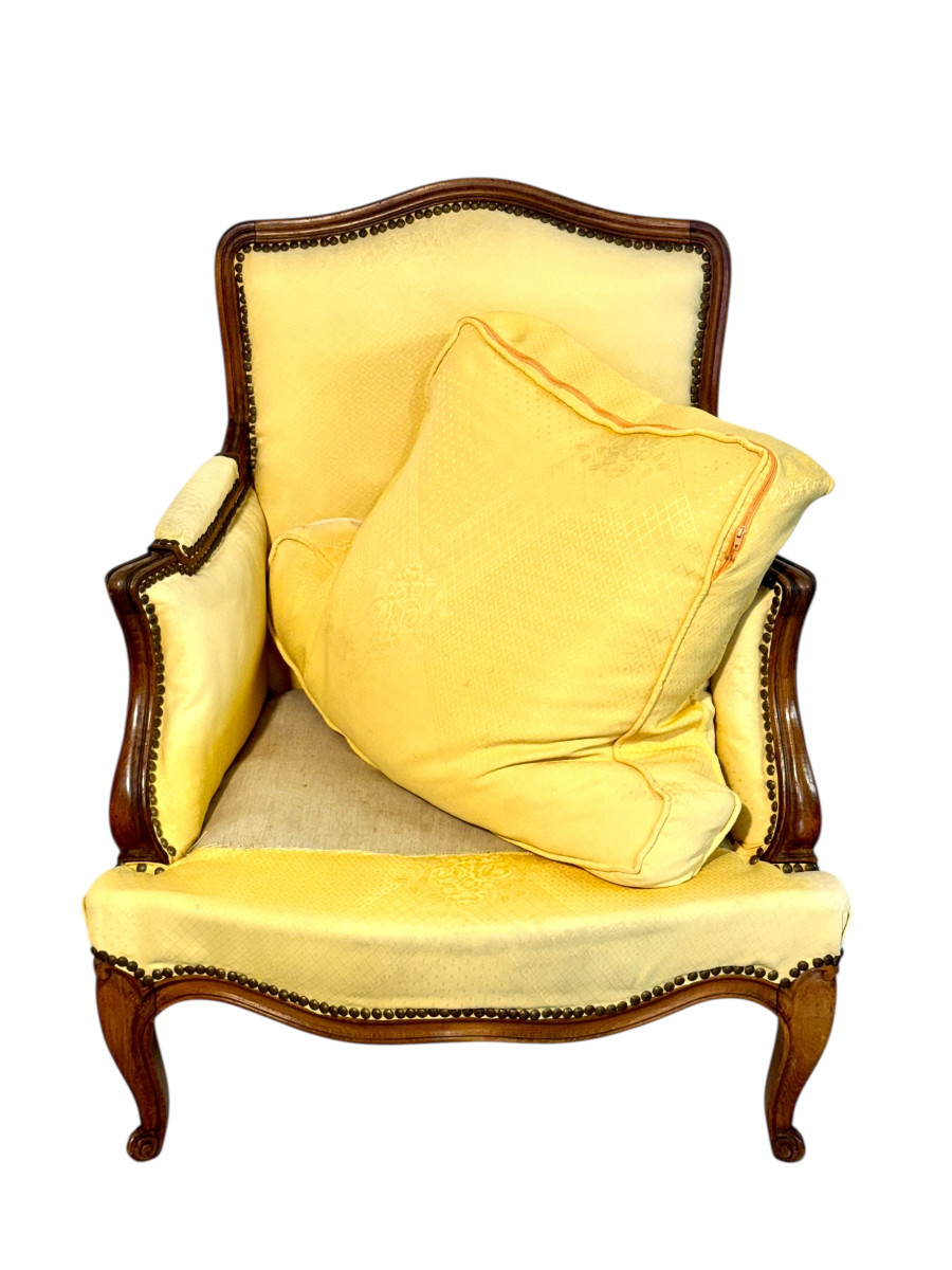 Paire de fauteuils bergères en noyer, France, XIXe siècle-photo-3