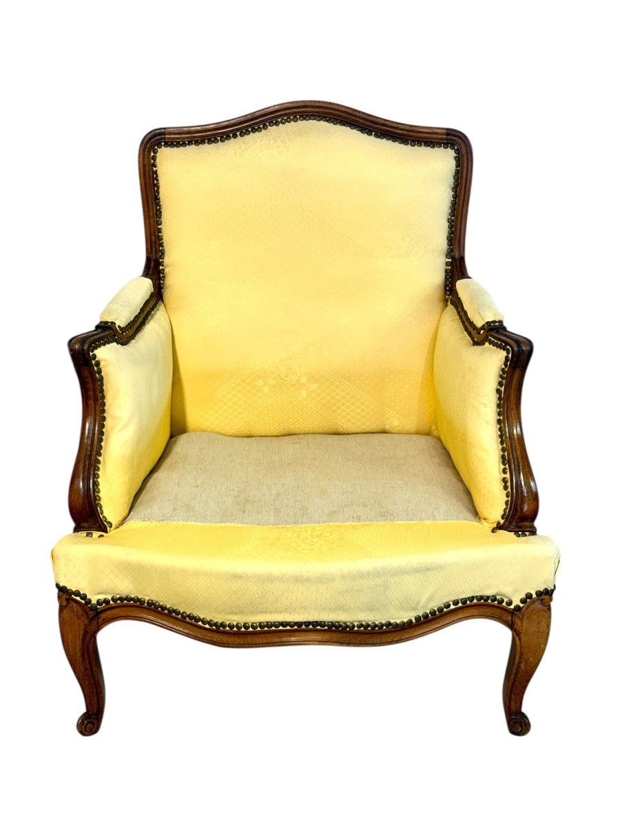 Paire de fauteuils bergères en noyer, France, XIXe siècle-photo-5