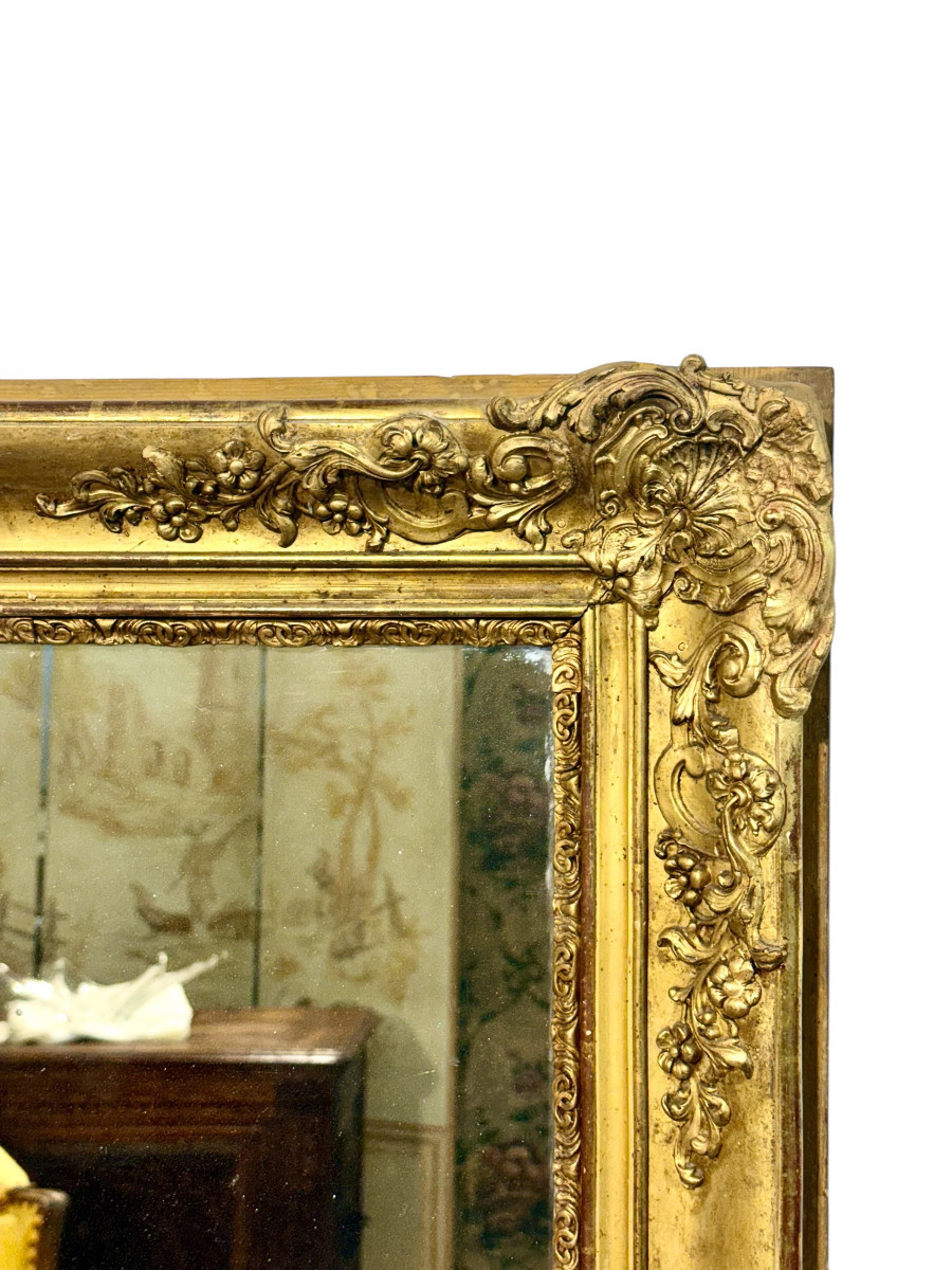 Large And Rectangular Giltwood Mirror, France 19th Century-photo-3