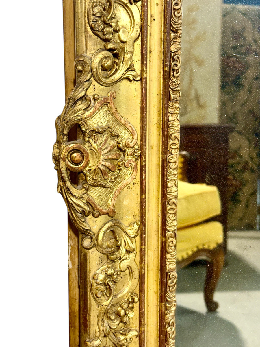 Large And Rectangular Giltwood Mirror, France 19th Century-photo-2