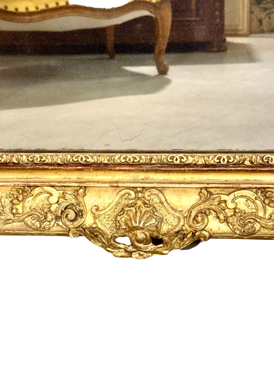 Large And Rectangular Giltwood Mirror, France 19th Century-photo-4